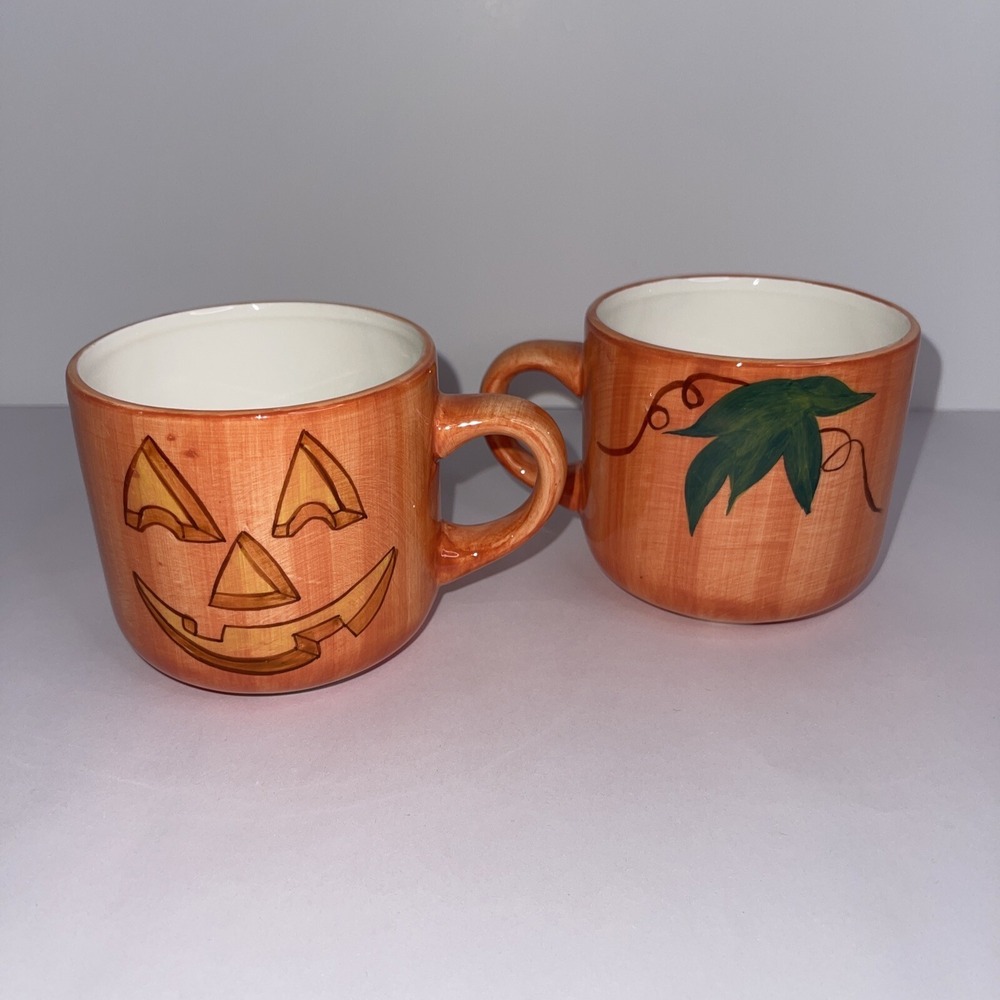 Grant Howard Mayijke GHA Halloween Jack O Lantern Ceramic Coffee Tea Cup Mug Set